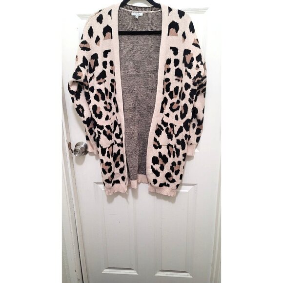 Jodifl Leopard Print Open Front Cardigan Sweater With Pockets - Picture 2 of 10